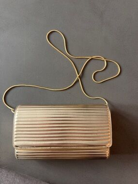 Jonathan Simkhai Metallic Gold Ribbed Clutch